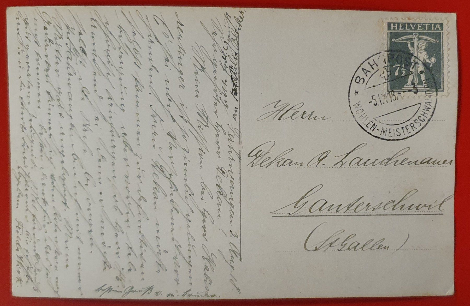 Cartoline postali: Fahrwangen 1918 - Pfarrhaus – Usato da Kreuzlingen venduto da Rschweiz1 1