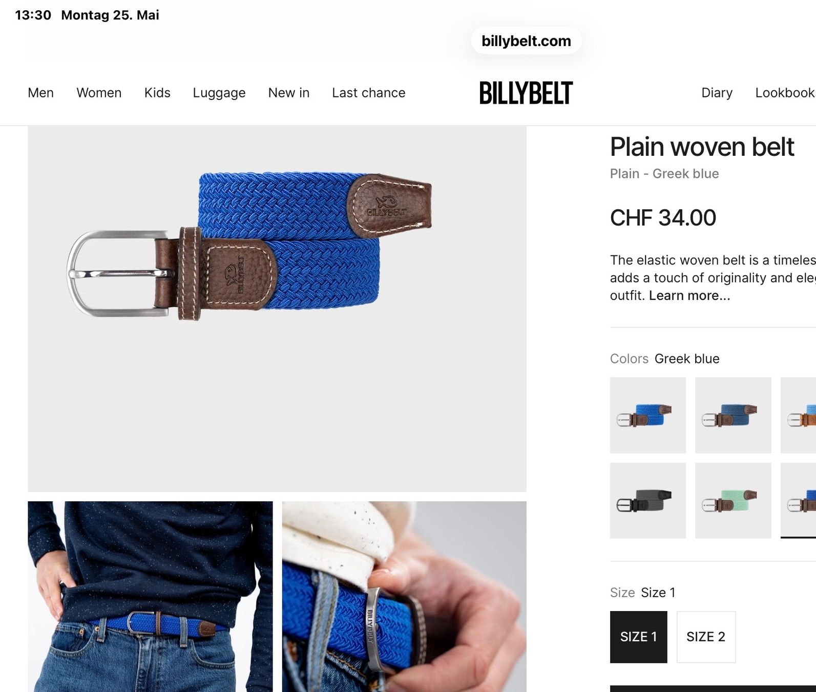 Cinture: Billybelt Herrengürtel in königsblau, elastisch – Usato da Cormondrèche venduto da fra_gn5t 8