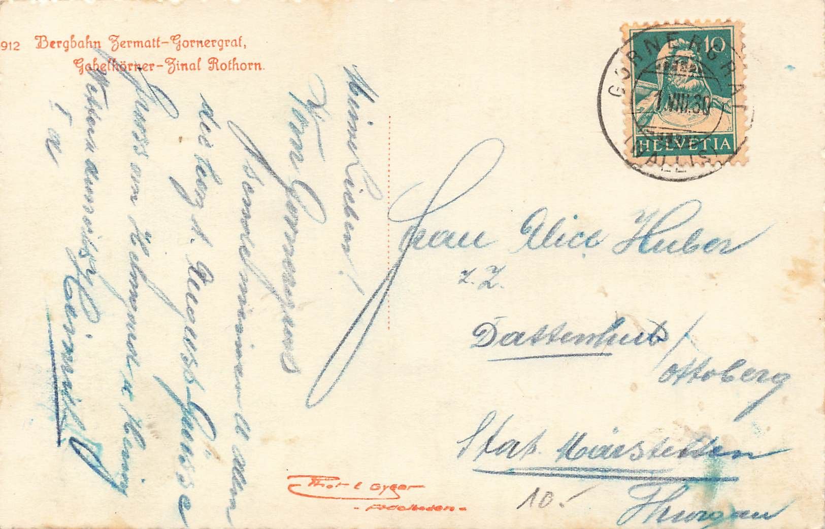 Cartoline postali: Zermatt Gornergrat VS Gornergratbahn mit Gabelhörnern zinal – Usato da Biasca venduto da Blenio71 1