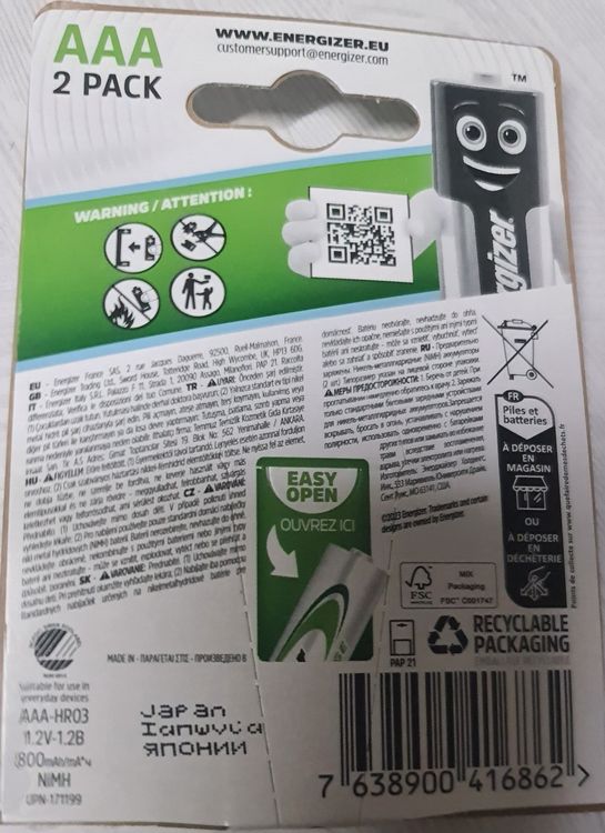 Batterie: 2 Stk. Energizer Rechargeable Extreme AAA Batterien – Nuovo e nell'imballaggio originale da Uerkheim venduto da Kaufoption 1
