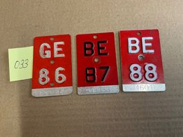 3 Velo Nummern GE 1986 BE 1987 und BE1988