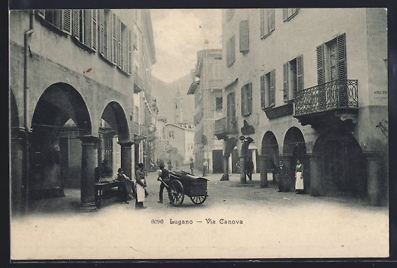Cartoline postali: AK Lugano, Via Canova – Usato da Berlin venduto da bartko-reher