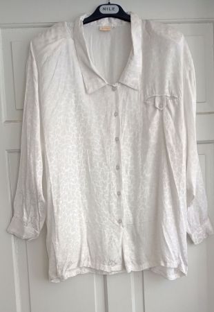 Mango elegante weisse Bluse schöner Stoff Vintage M ehr L XL