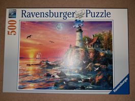 Ravensburger Puzzle 500 Teile, Leuchtturm am Abend