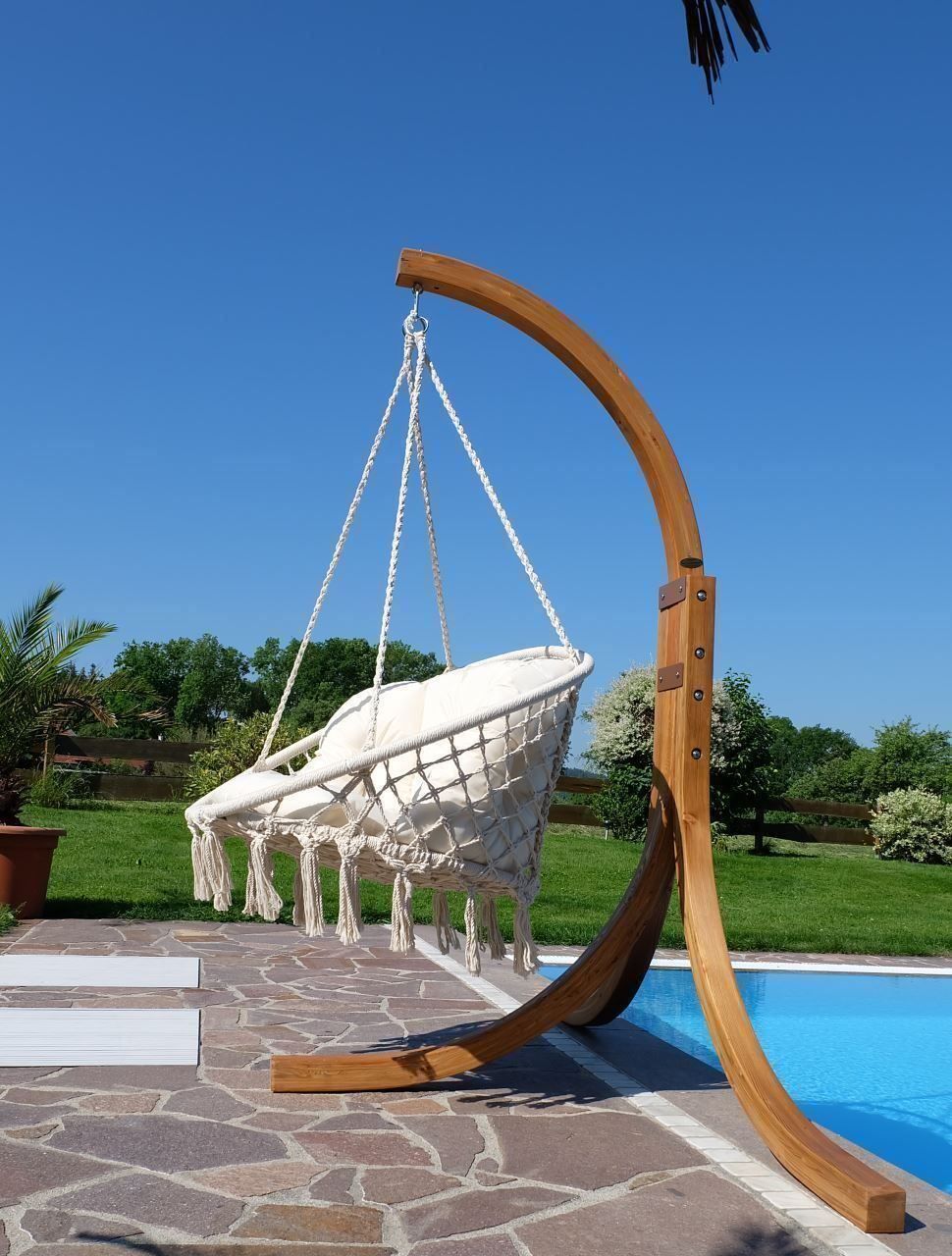 Poltrone pensili da giardino: DESIGN Hängekorb Hängesessel aus Holz – Nuovo e nell'imballaggio originale da Wallenwil venduto da toesstal-vertrieb 5