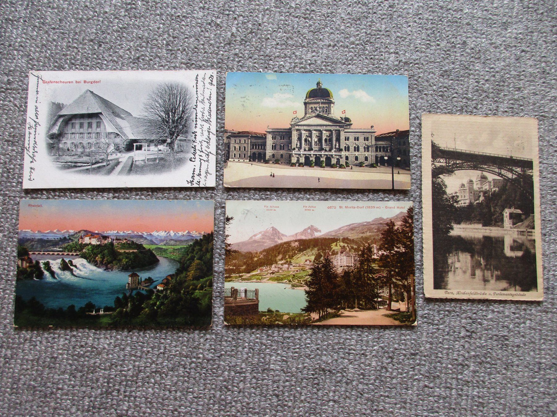 Cartoline postali: 5 antike Postkarten ab 1910 mit Briefmarken – Usato da Schafisheim venduto da reno007