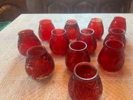 12 rote Teelichthalter  gebraucht
