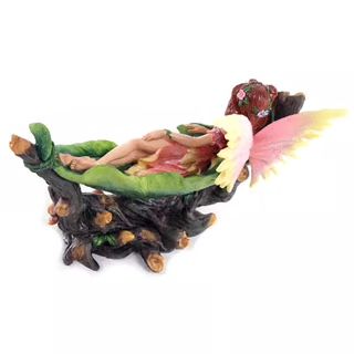 Statuette: Naturfee in Blatt-Hängematte - rosa – Nuovo e nell'imballaggio originale da Menzingen venduto da fairy123 2