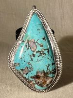 "Grand Pendentif Amérindien Argent Sterling Turquoise Native