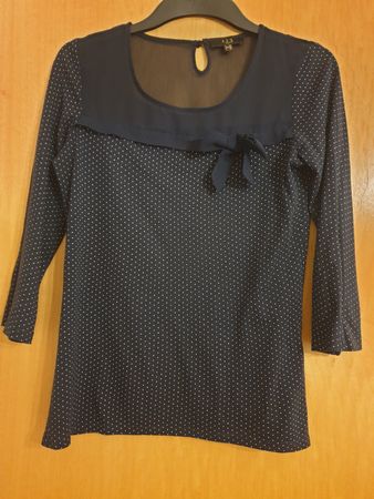 Blouse, XS/34, 1.2.3 Paris, navy à pois, très bon état,coton