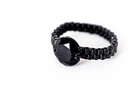 🟢 NEUF bague tissée en perles Perlenring NEU Handarbeit 56