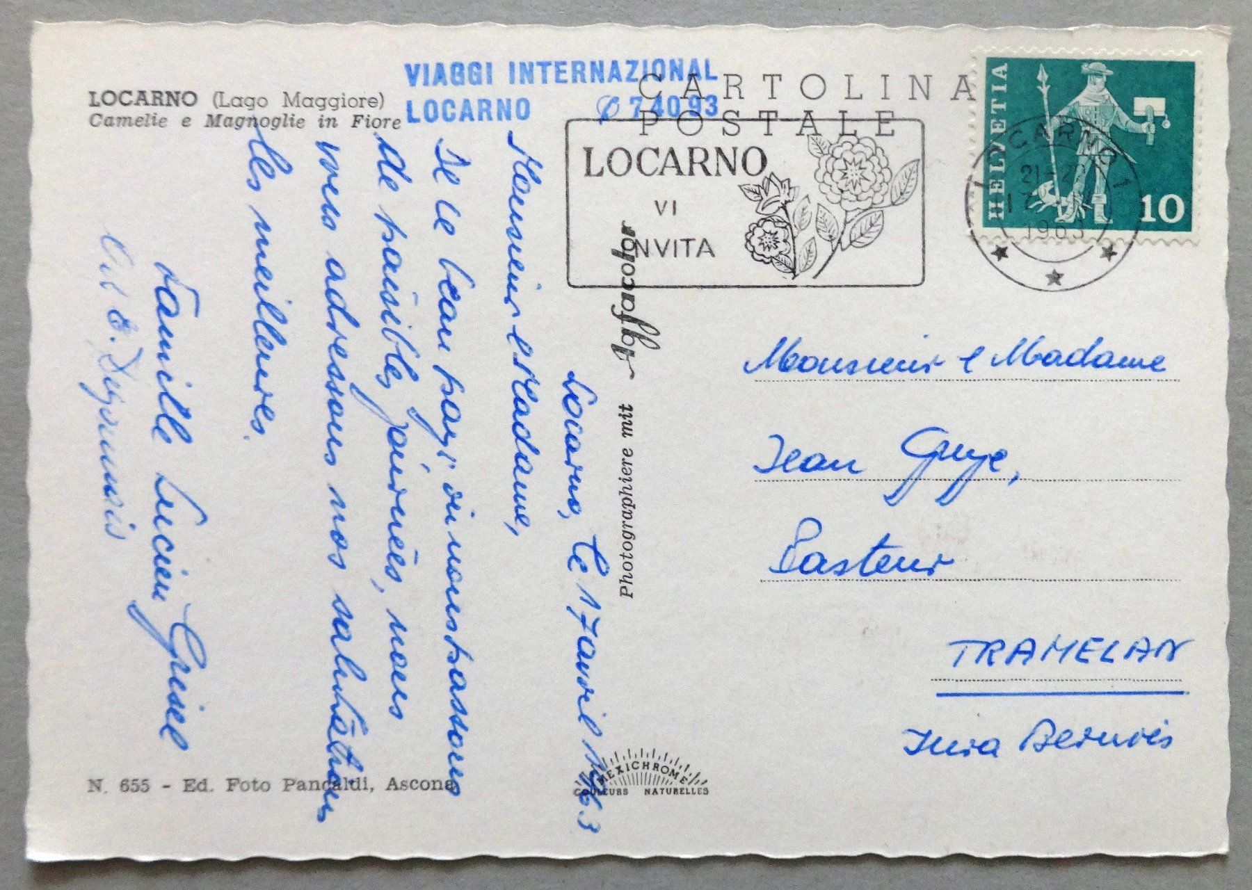 Cartoline postali: Locarno - Camelie e Magnoglie in Fiore – Usato da Fétigny venduto da Billy2miny 1
