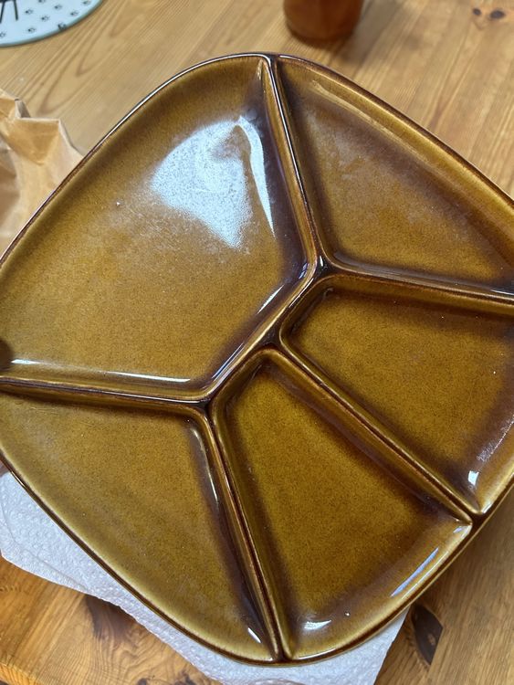 5 Assiettes à Fondue En Faïence Orange – Fabrication Française