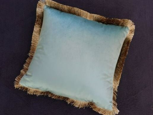 Cuscini: Kissen mit Fransenrand, mint / hellblau – Nuovo e nell'imballaggio originale da Schaffhausen venduto da AtelierPudesco