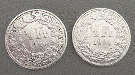 1/2 50 Rappen 1x 1920, 1x 1921