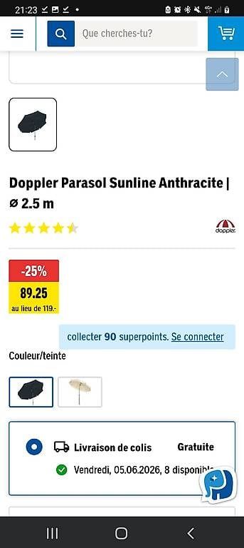 Ombrelloni: Parasol Doppler 2.5m anthracite – Usato da Epalinges venduto da mux_vc5l 4