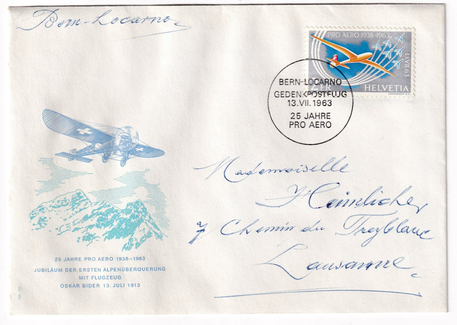 Alle Briefmarken: Flugpostbrief 1963 – Gebraucht aus Neuchâtel von karlpierrino