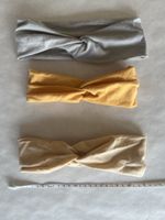 3 Stirnbänder Stoff grau gelb beige guter Zustand