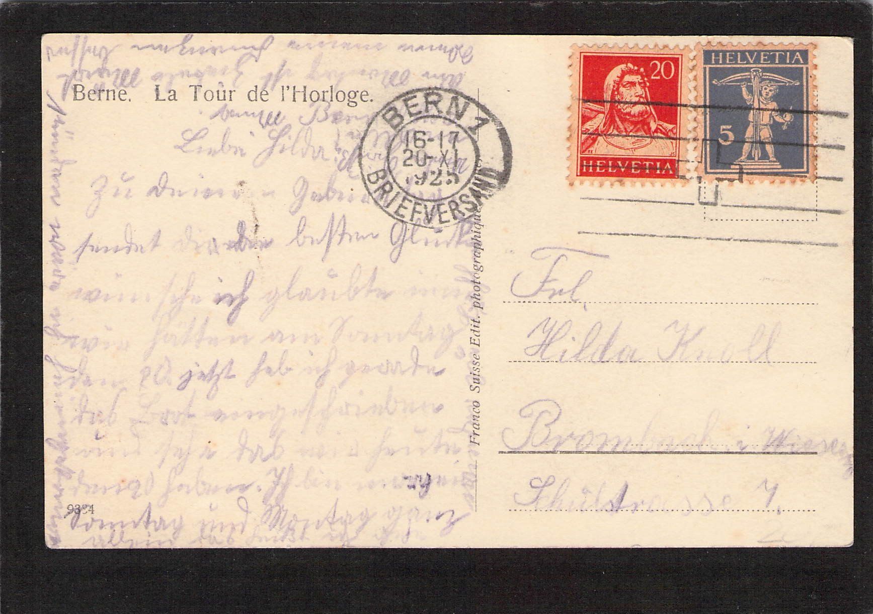 Cartoline postali: Bern der Zeitglockenturm , gel. 20.Xl.1925 – Usato da Reichenburg venduto da Pipo-67 1