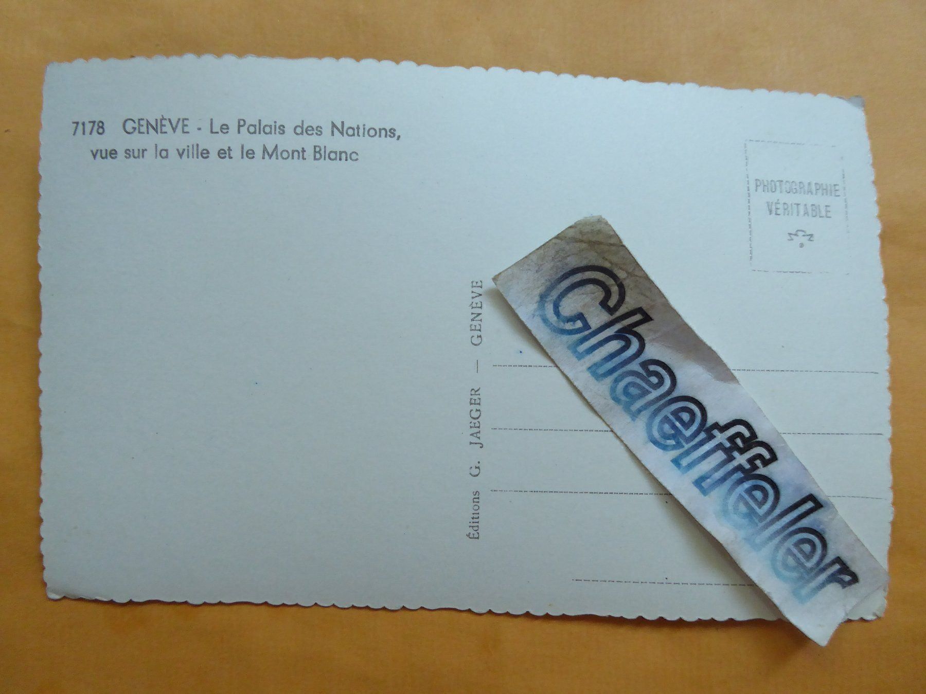 Cartoline postali: 7178 Genéve - Le Palais de Nations, – Usato da Zürich venduto da Chaeffeler 1
