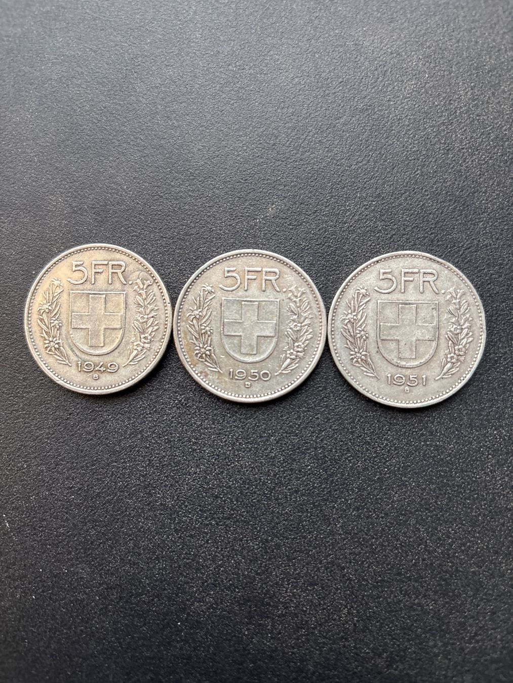 Tutti le monete: 3x 5 Franken Silber 1949 1950 1951 – Usato da Guntershausen venduto da Herbie8357