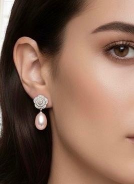 Orecchini pendenti & Orecchini a lobo: Boucles d’oreilles Perle des Roses – Nuovo e nell'imballaggio originale da St-Maurice venduto da Sandrinette123 3