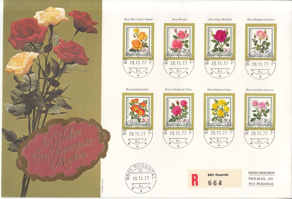 Grossbrief PJ 65 Jahre, Rosen, ST Rosental 28.11.77 (Gebraucht) in ...