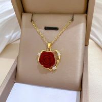 18k vergoldete Halskette mit Rose, perfektes Geschenk!