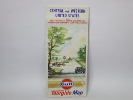 1970 Gulf Tankstelle Strassenkarte Central & Western USA