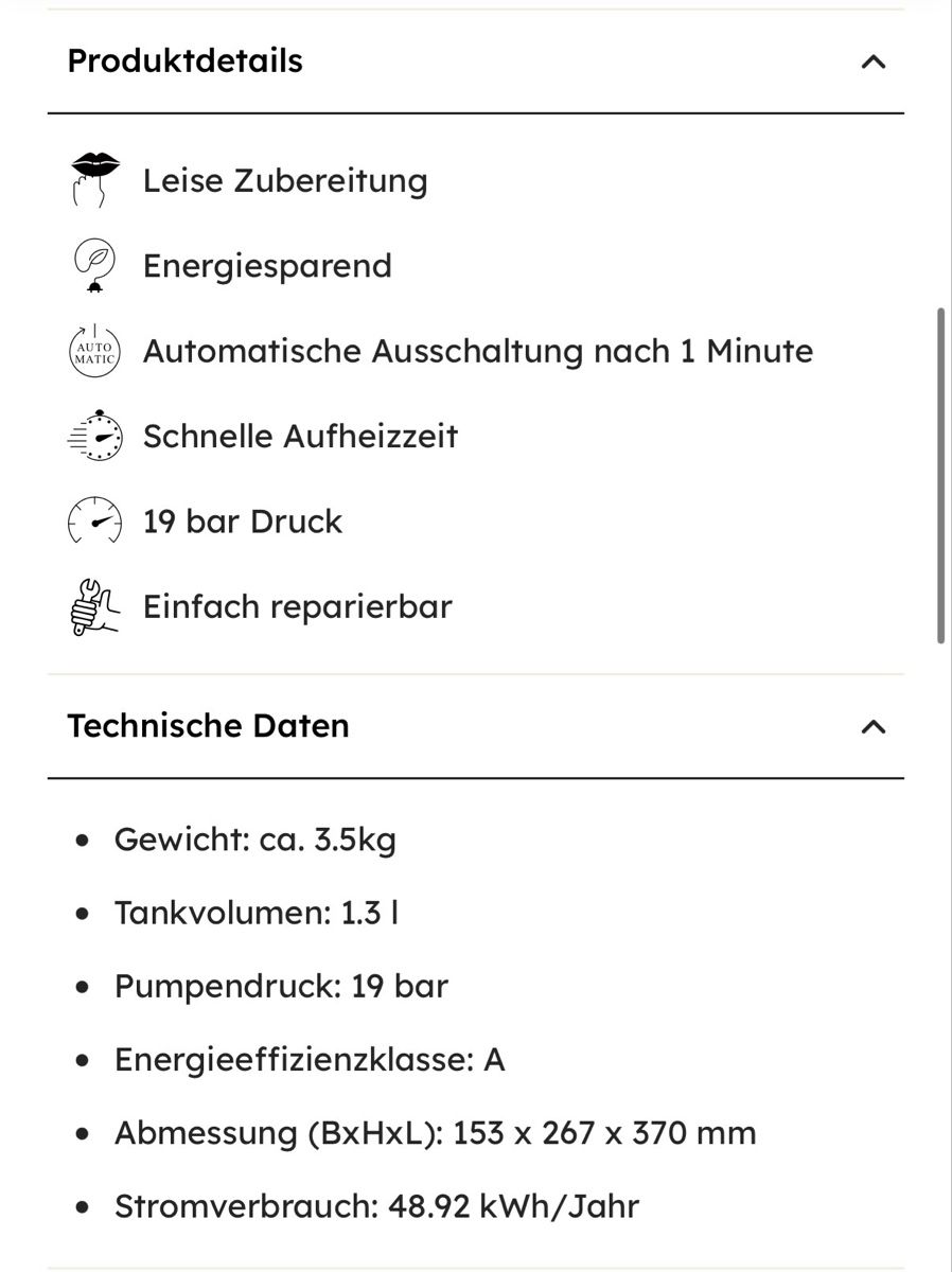 Coffee B Macchine per caffè & Macchine per espresso: CoffeeB Horizon Kaffeemaschine Grau - Originalverpackt – Nuovo e nell'imballaggio originale da Rorschacherberg venduto da drdupor 6