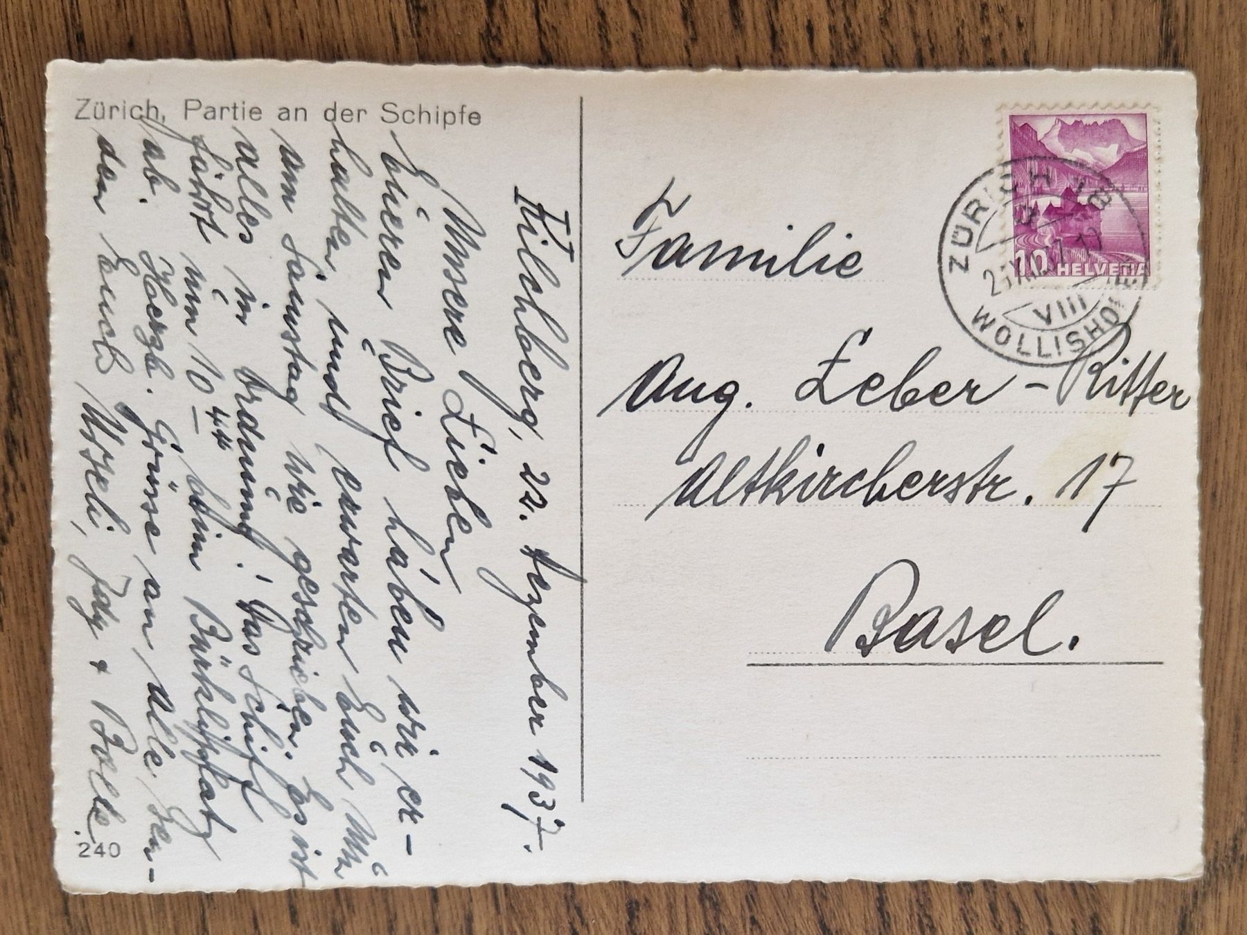 Cartoline postali: Zürich an der Schipfe 1937 – Nuovo (secondo la descrizione) da Ebikon venduto da Donar50 1