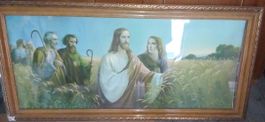 Gemälde mit religiöser Szene, gerahmt, gebraucht 132×64