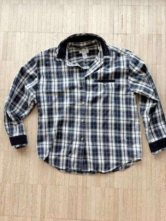 Talbots women’s soft checked blouse - Blue, White, Green  -M