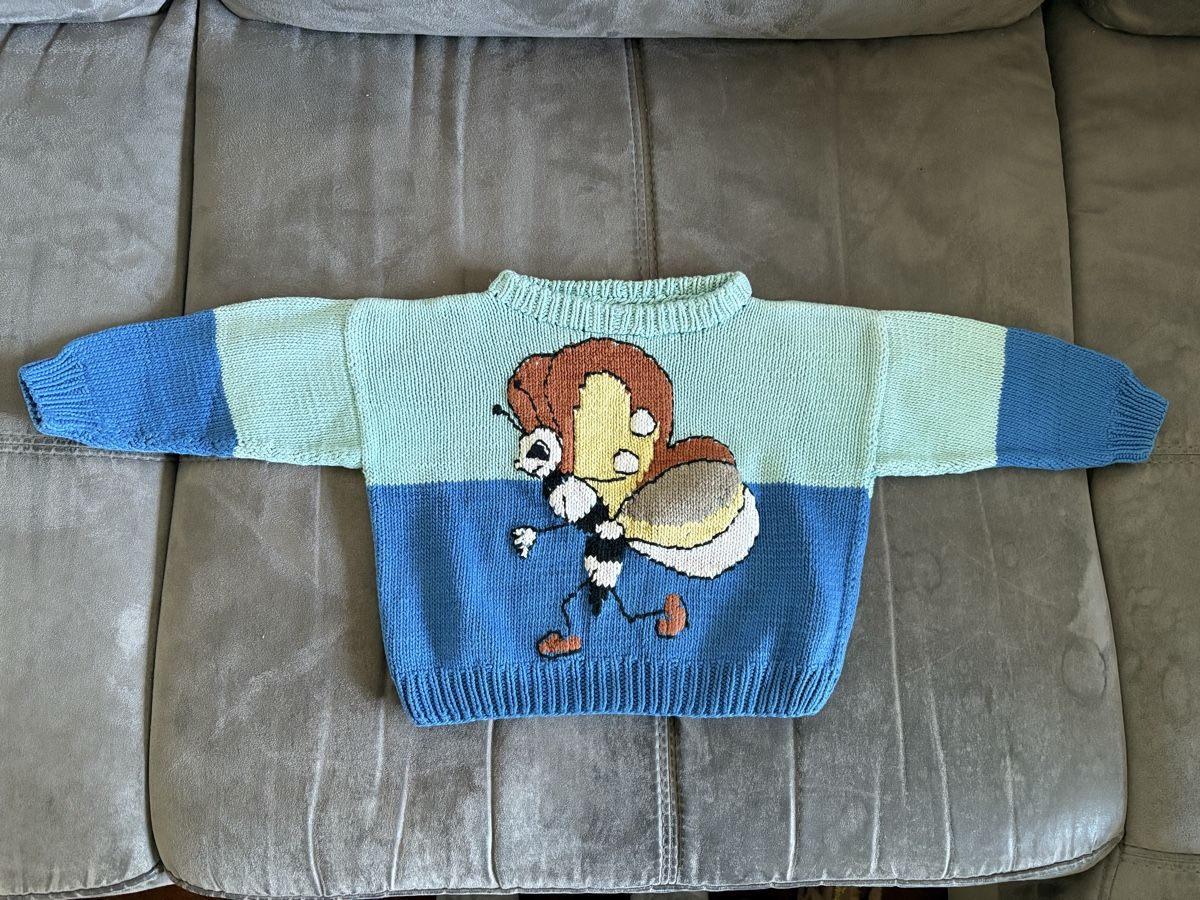 Maglioni & Felpe: Handgestrickter Kinderpullover mit Schmetterling, ca. 6-12Mt – Usato da Zwillikon venduto da Eni88