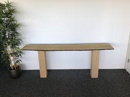 Regal Baumkante + Massivholzblock Eiche