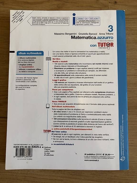 Livres: Matematica.azzurro 3  Seconda edizione – D'occasion à Stabio par des_z2st 1