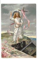 Gesegnete Ostern Der Herr ist auferstanden  Präge-Litho 1922
