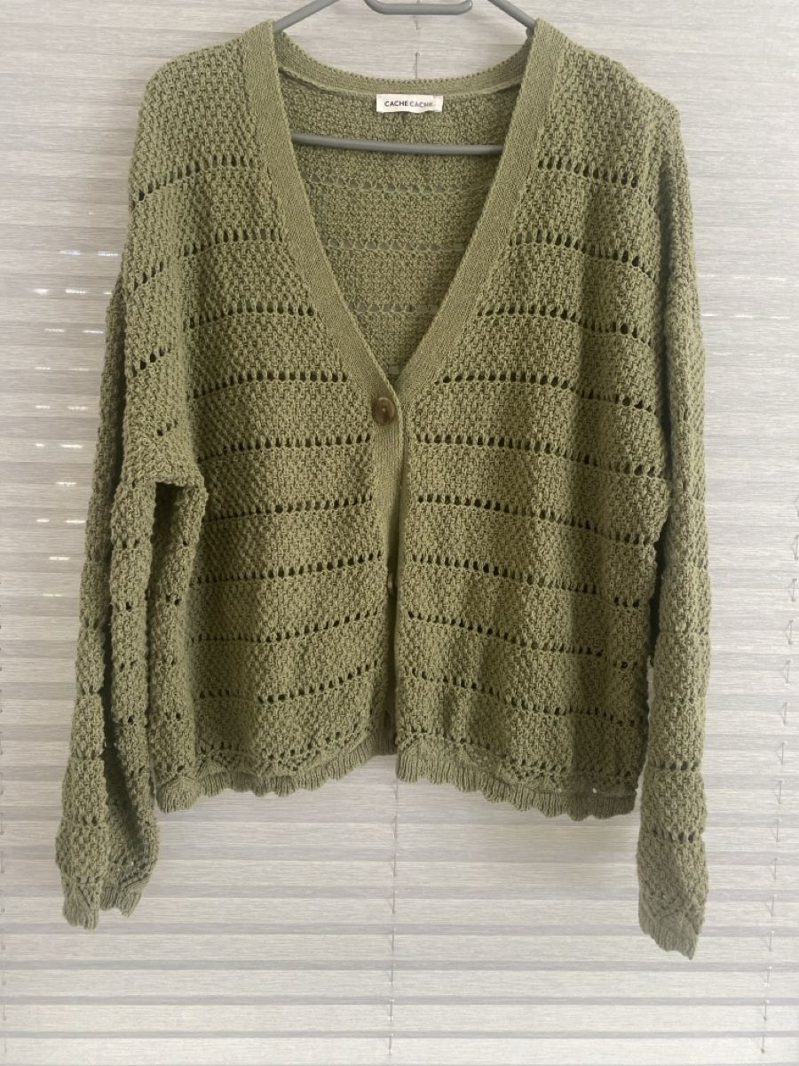 Gilet & Giacche senza maniche: Jaquette tricot col V en coton vert olive  – Usato da Granges VS venduto da avm_mj7b