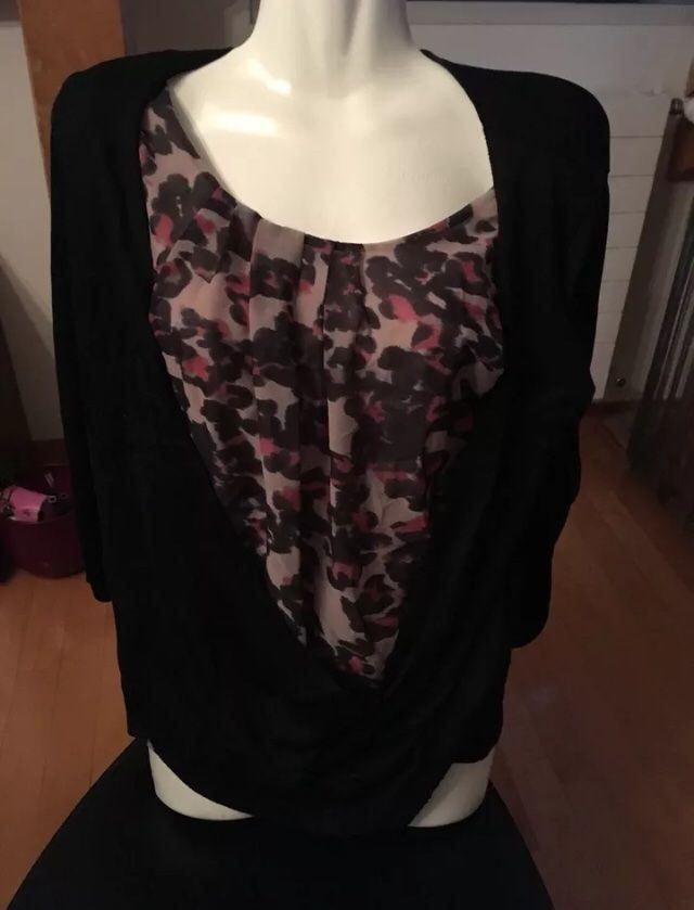 Pullover & Sweatshirts: Pull 2 en 1 Charles Vögele léopard noir rouge cache-cœur S – Neu (gemäss Beschreibung) aus Genève von Libellule477 4