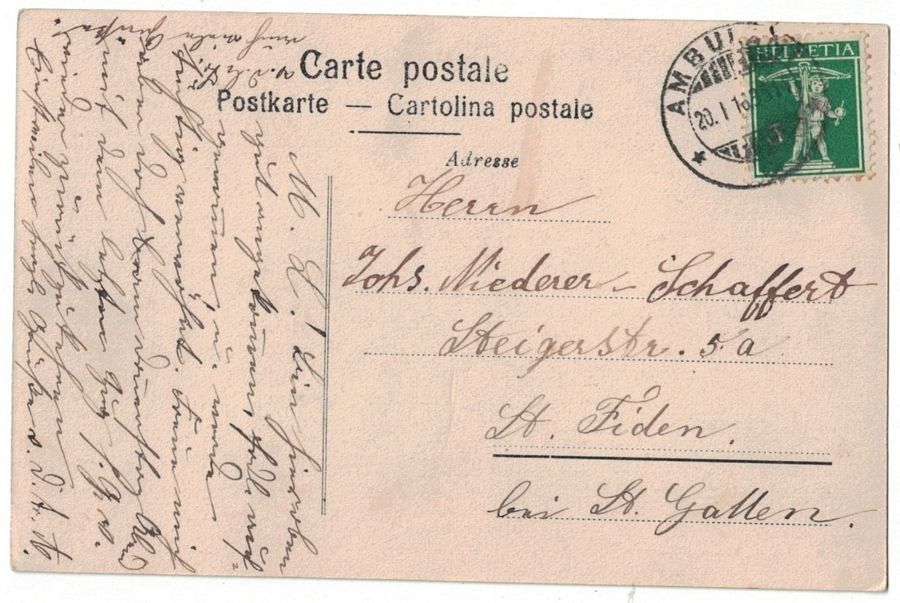 Ansichtskarten: Heiden, gelaufen 1916 – Gebraucht aus Frauenfeld von POML 1