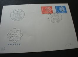 FDC Europamarken 1959, ungelaufen