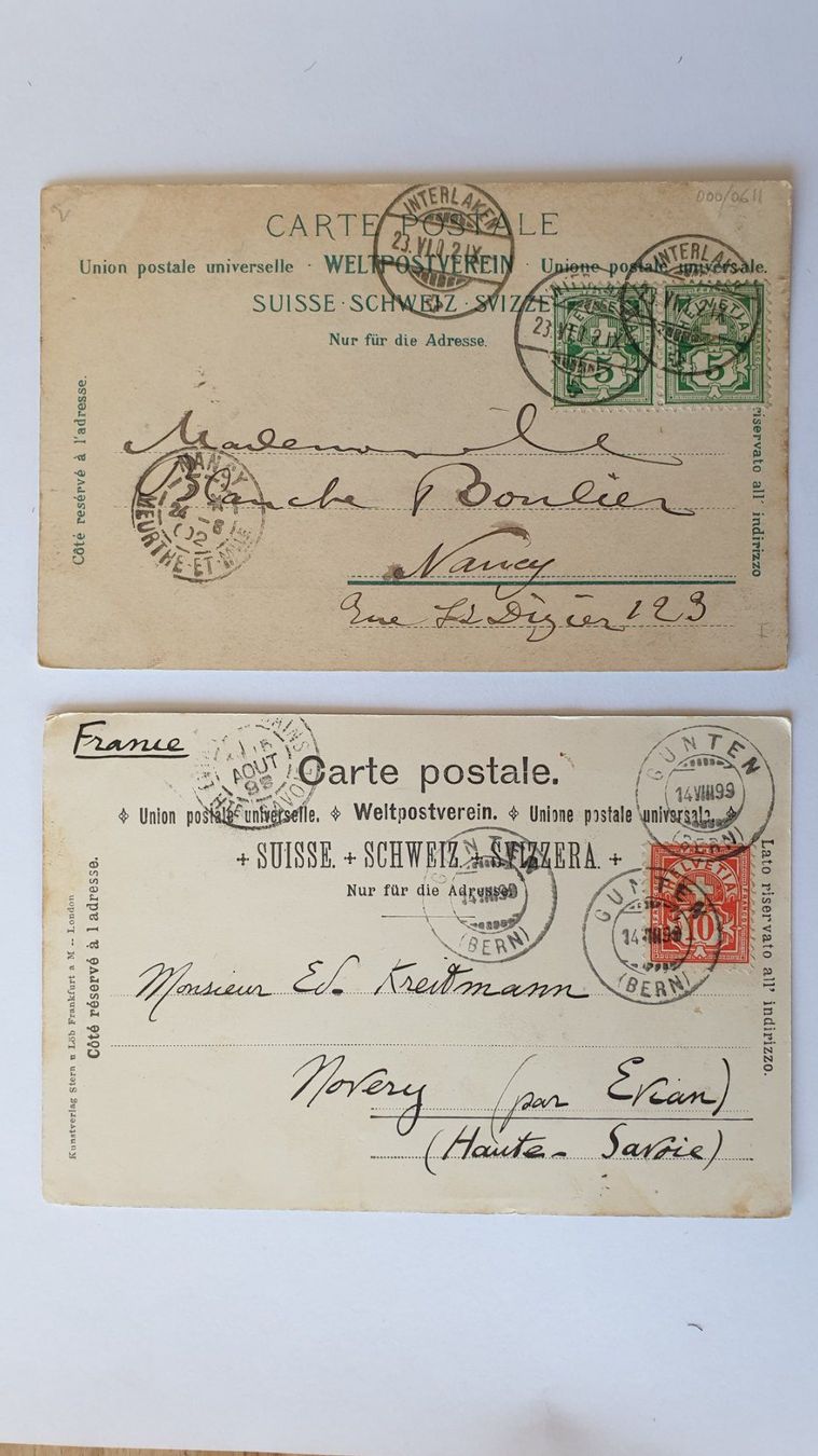 Cartoline postali: Jungfrau. Interlaken. Wegeneralp. 2 alte Ansichtskarten. – Usato da Goldach venduto da armando_r 1