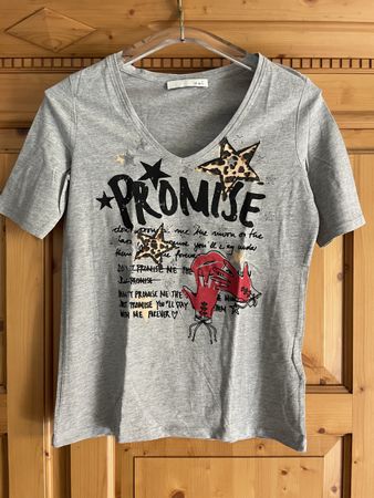 T-Shirt Oui grau mit Print Baumwolle Grösse 38 neuwertig
