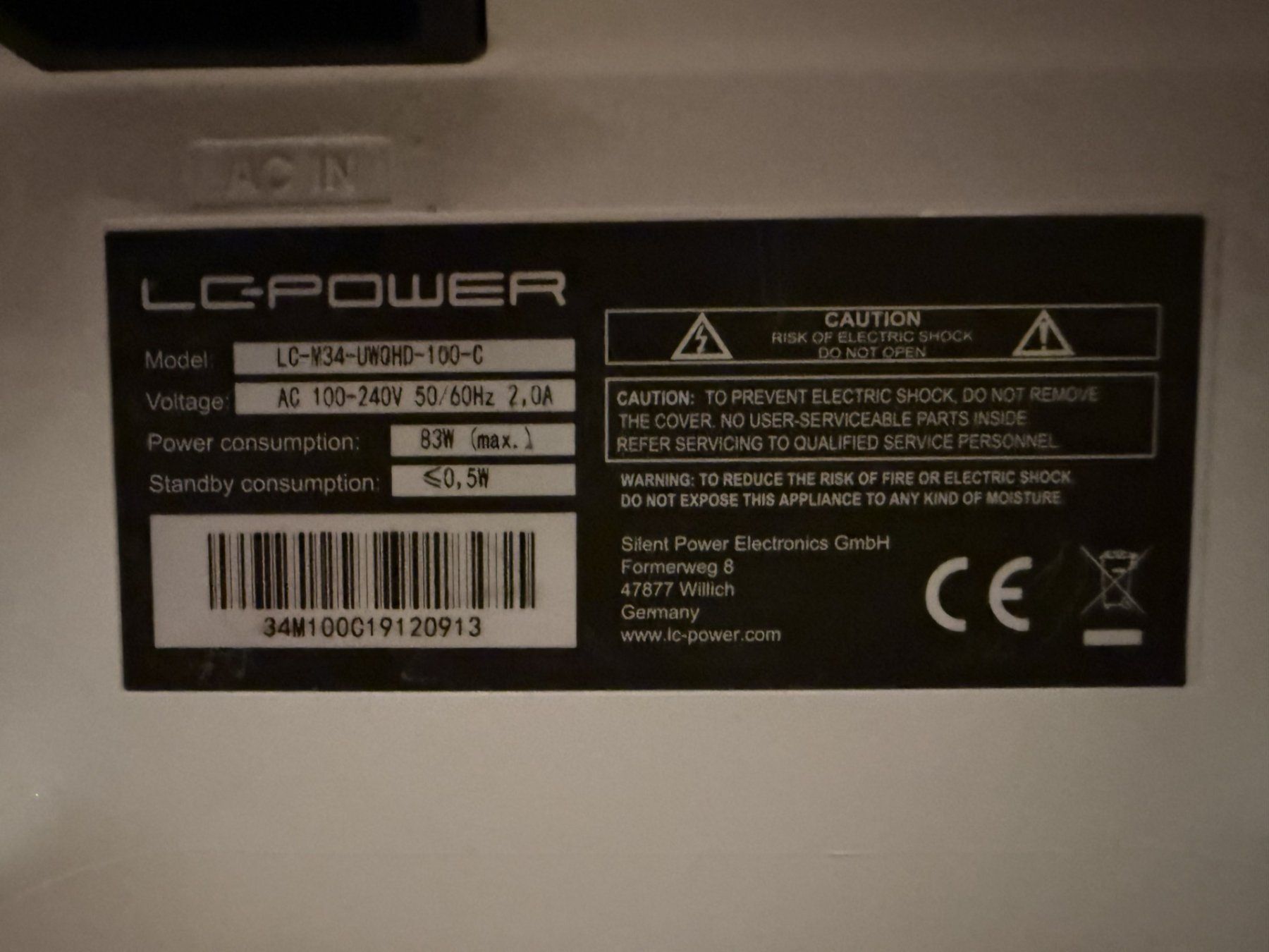 LC-Power Bildschirm (34 Zoll) (Gebraucht) in ZÜRICH für CHF 1 – nur ...