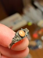 antiker Silberschmuck Ring mit Koralle, 