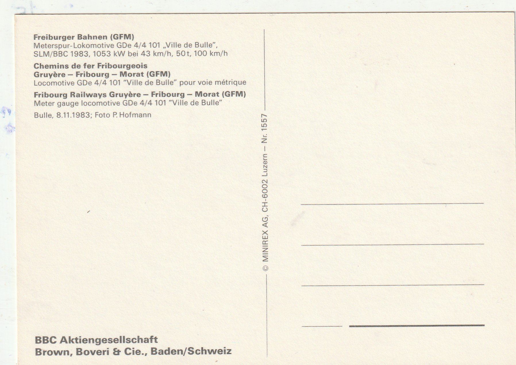 Cartes postales: Freiburger Bahnen – D'occasion à Lumbrein par made02 1