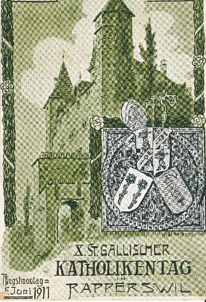 Ansichtskarten: St. Gallen -Katholikentag Rapperswil 1911 – Gebraucht aus Emmenbrücke von teestube
