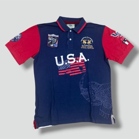La Martina USA vintage poloshirt streetwear t-shirt print M