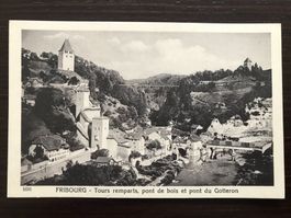 FRIBOURG Tours remparts, pont de bois et pont du Gotteron