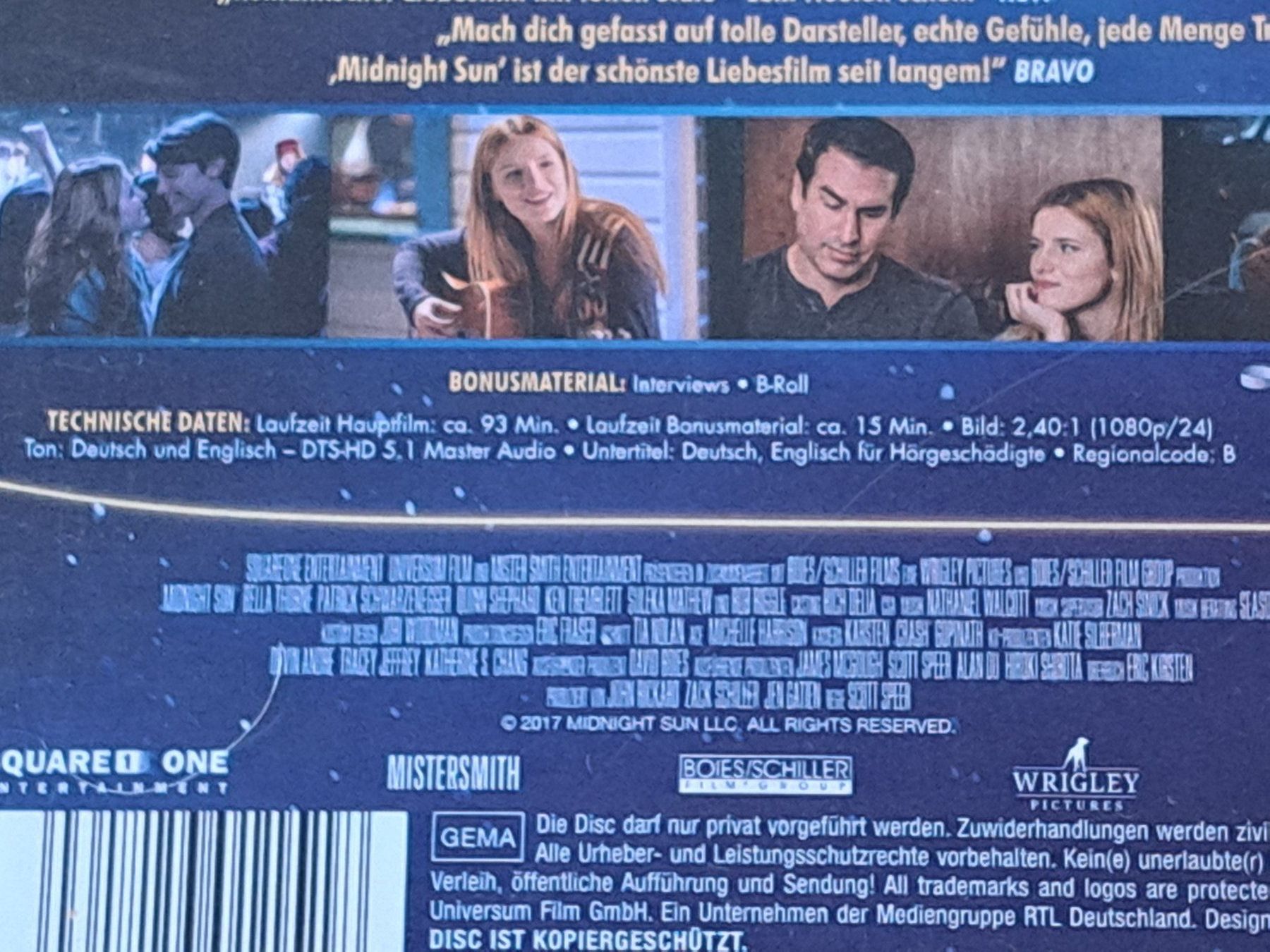 Tutti i DVDs: Blu-Ray Midnight Sun mit Bella Thorne Patrick Schwarzenegger – Nuovo (secondo la descrizione) da Unterseen venduto da Kanica 3